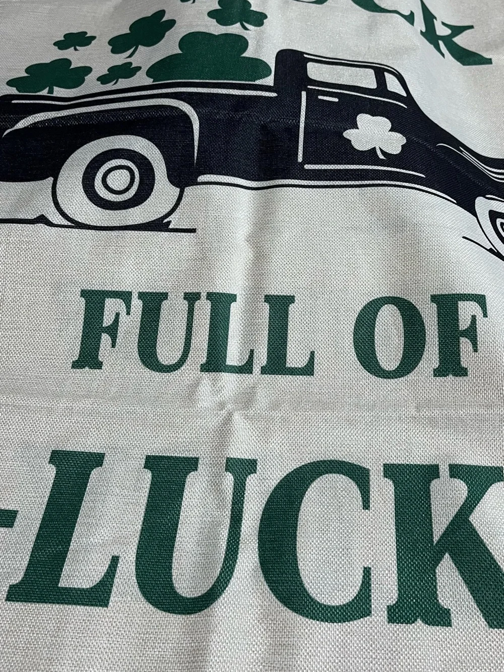 Truck Full of Luck St. Patrick's Day large flag - Green & Black Print 40x28”